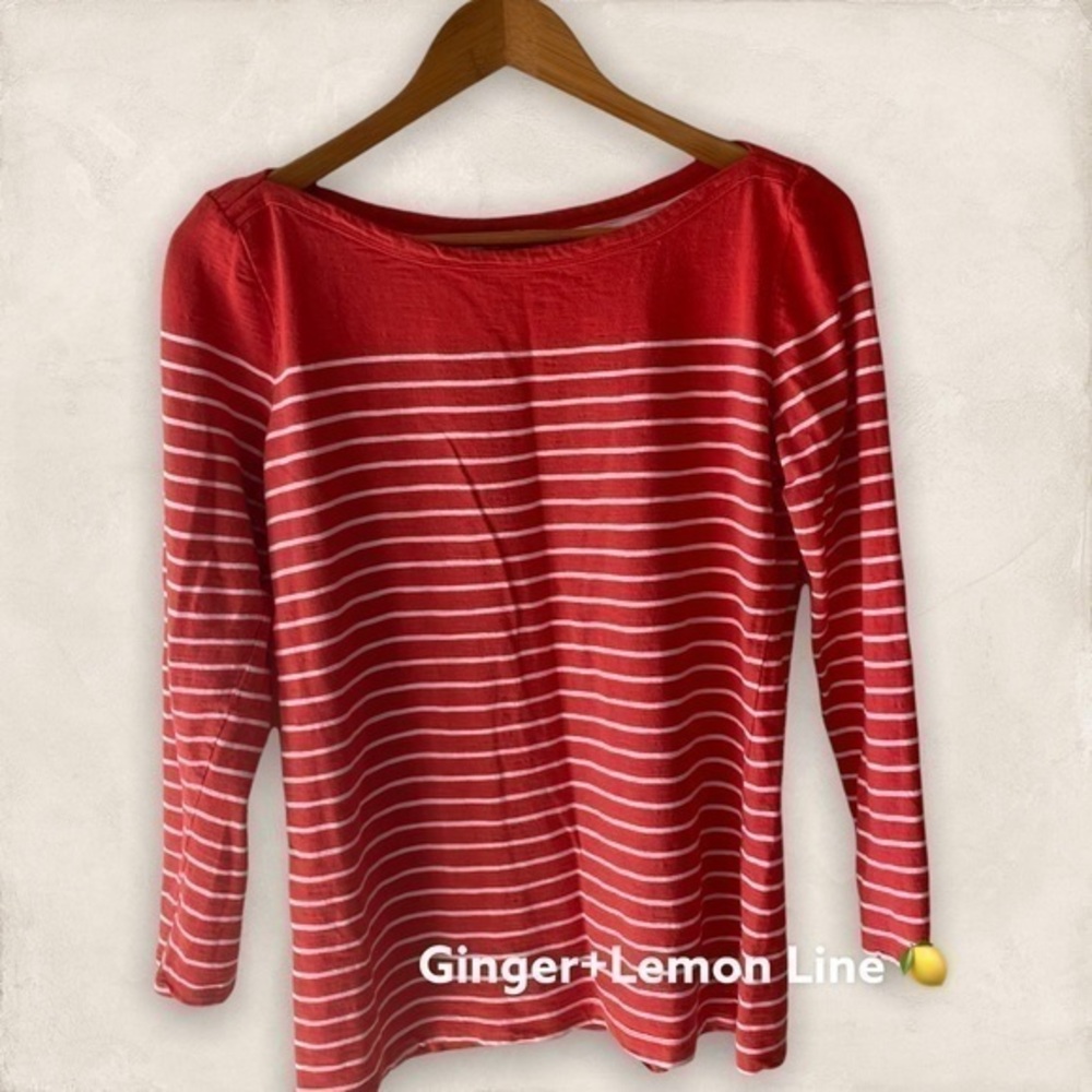 Banana Republic Orange Striped Long Sleeve Shirt Medium